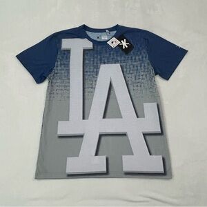 Los Angeles LA Dodgers Large Graphic Logo Blue & Gray Klew SS Tee Shirt Men S& L